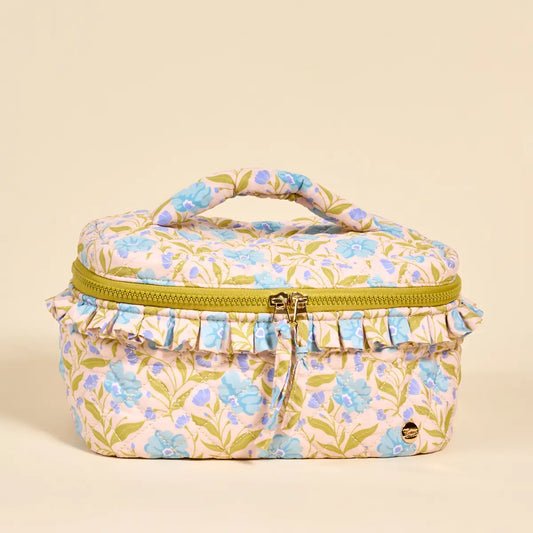 Glam & Go Quilted Cosmetic Bag | Poppin' Petals Aqua