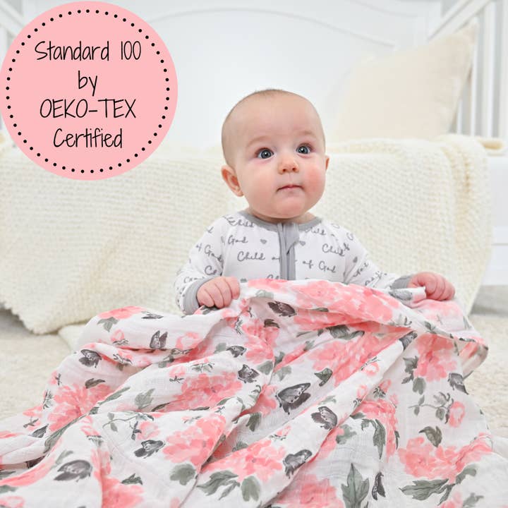 Muslin Swaddle Blanket | Pretty in Peony