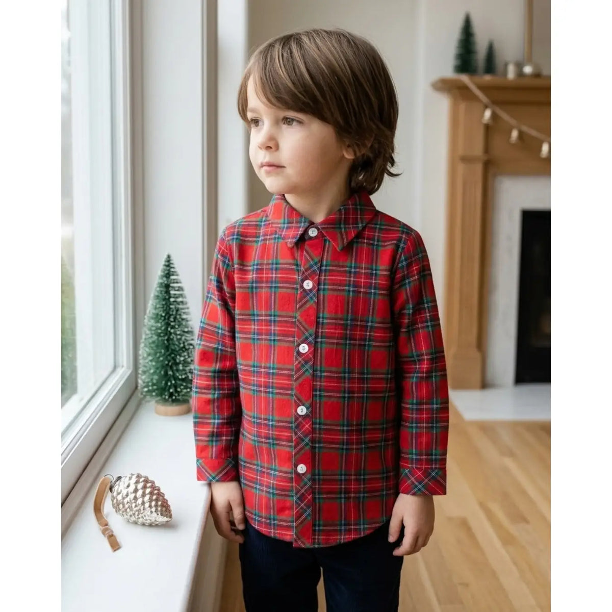Red and Green Tartan Boy Dress Shirt