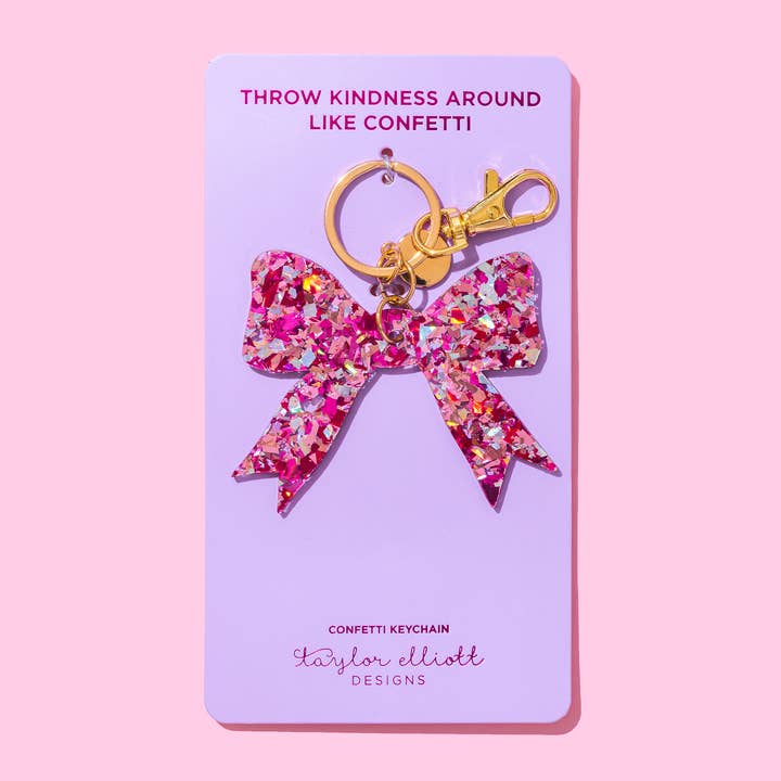 Keychain | Bow | Pink Confetti