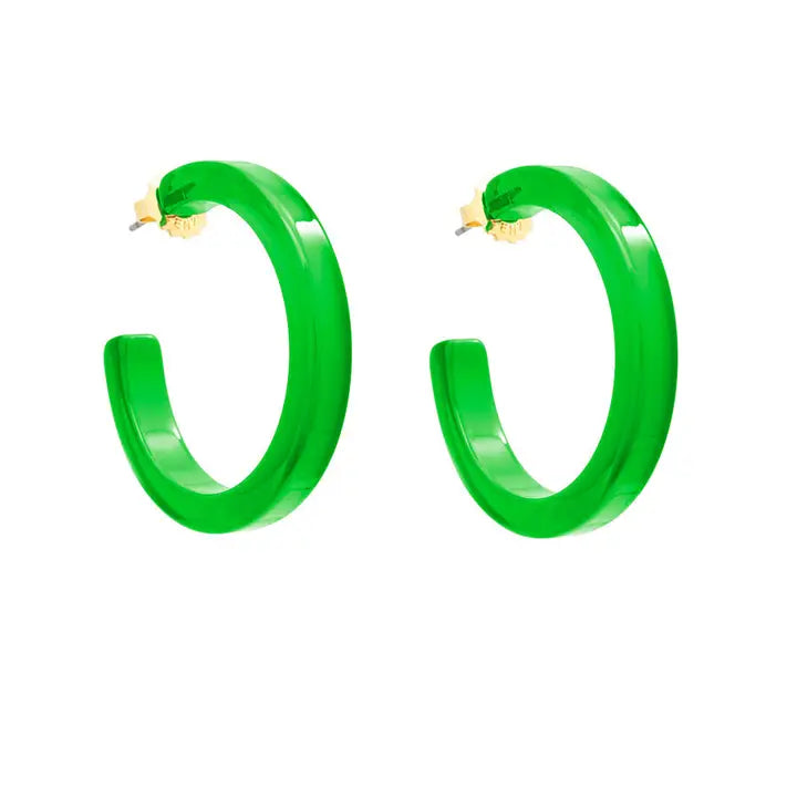 Medium Resin Hoop Earring | Green