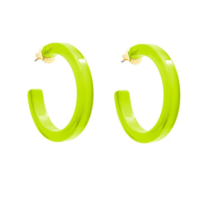 Medium Resin Hoop Earring | Lime