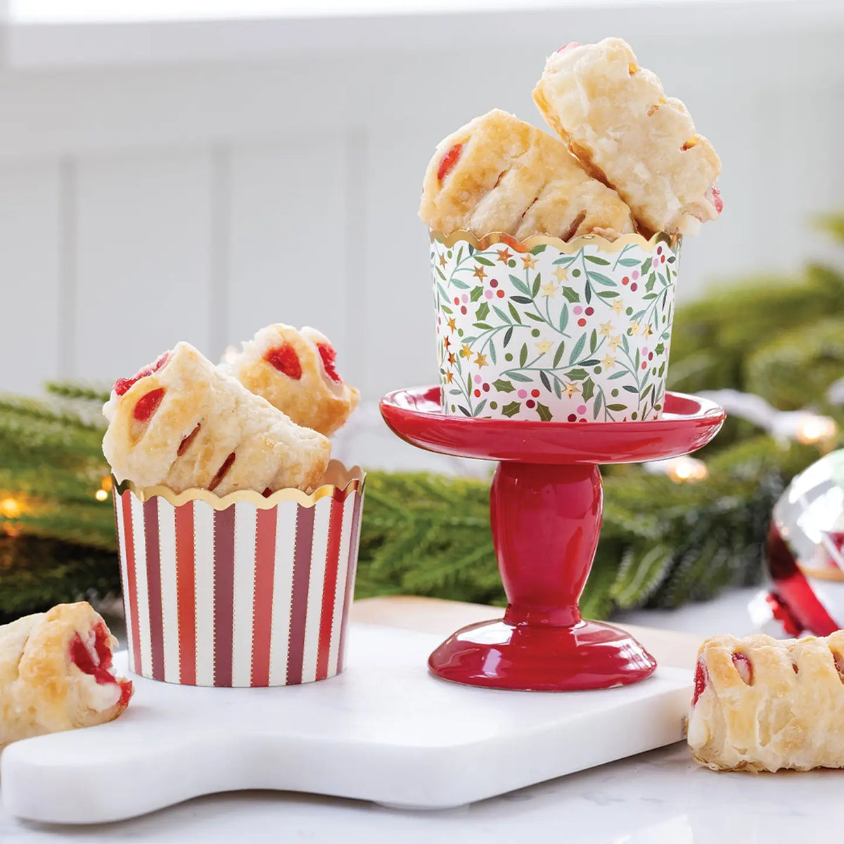 Gold Foil Floral and Stripe 5 oz Baking/Snack Cups