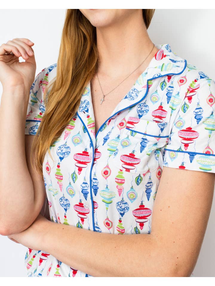 Short Sleeve Button Up Sleep Shirt | Whimsical Wonders