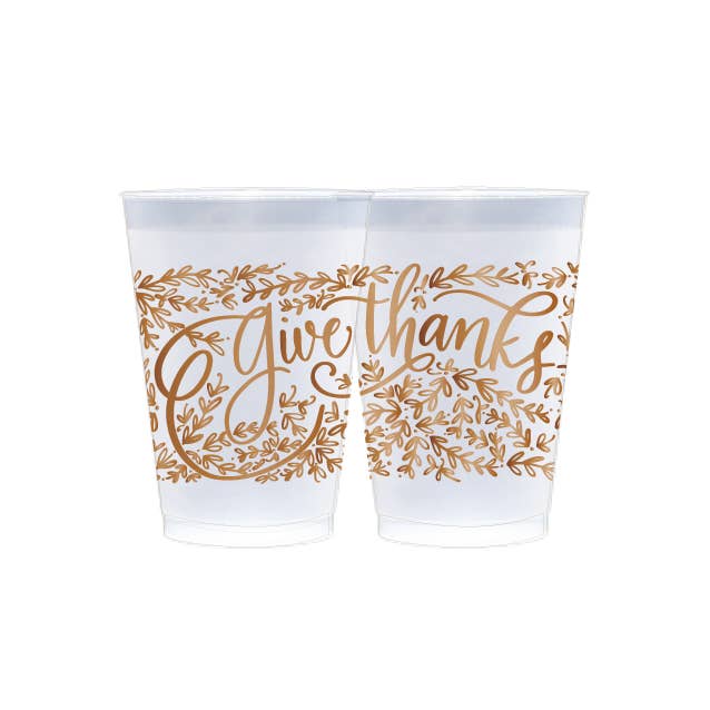 Give Thanks Frosted Cups | Copper