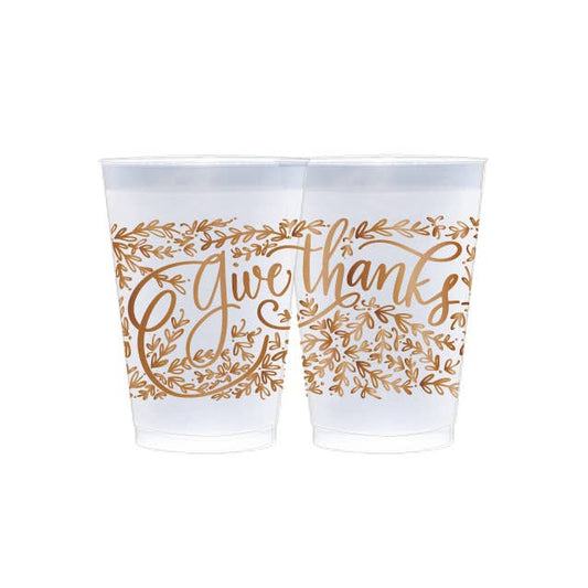 Give Thanks Frosted Cups | Copper