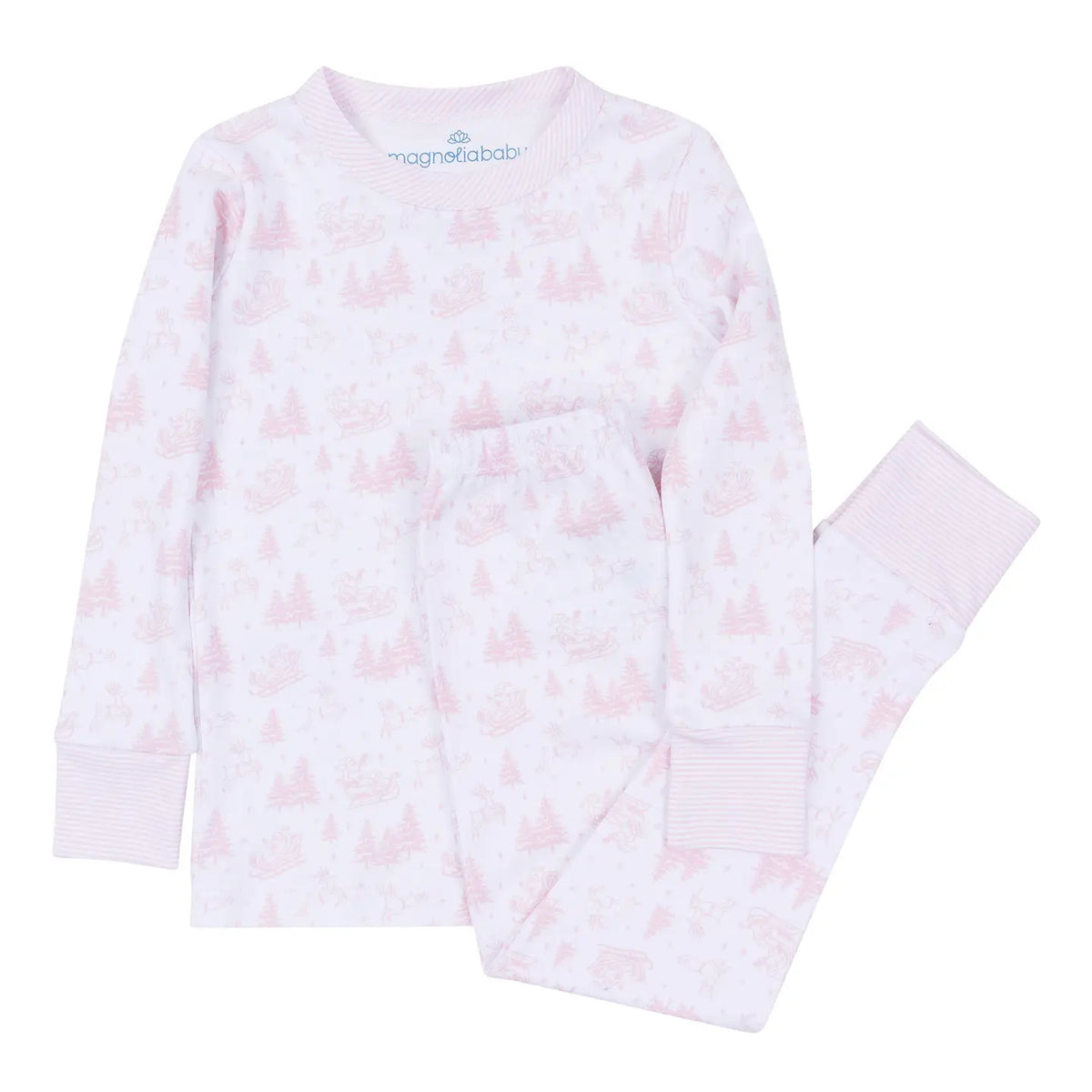 Holiday Toile Long Pajamas | Pink