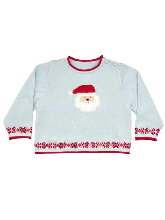 Knit Sweater | Fuzzy Santa | Blue