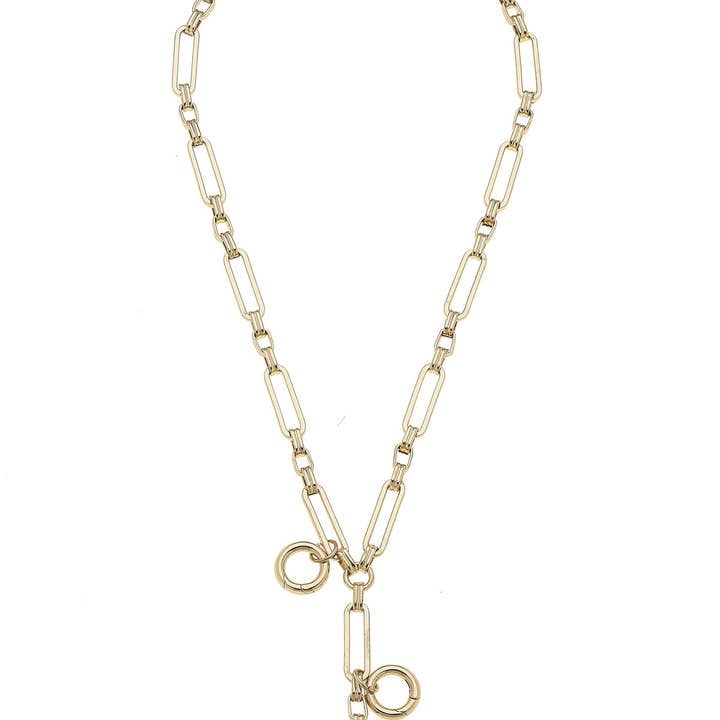 Bella Multi-Charm Lariat Necklace Base  | Shiny Gold