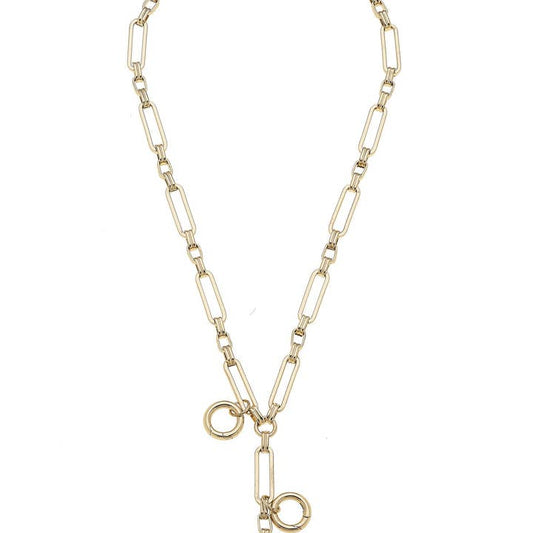 Bella Multi-Charm Lariat Necklace Base  | Shiny Gold