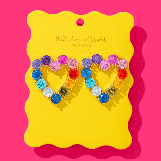 Drop Earrings | Hearts w/ Colorful Gems | Katie