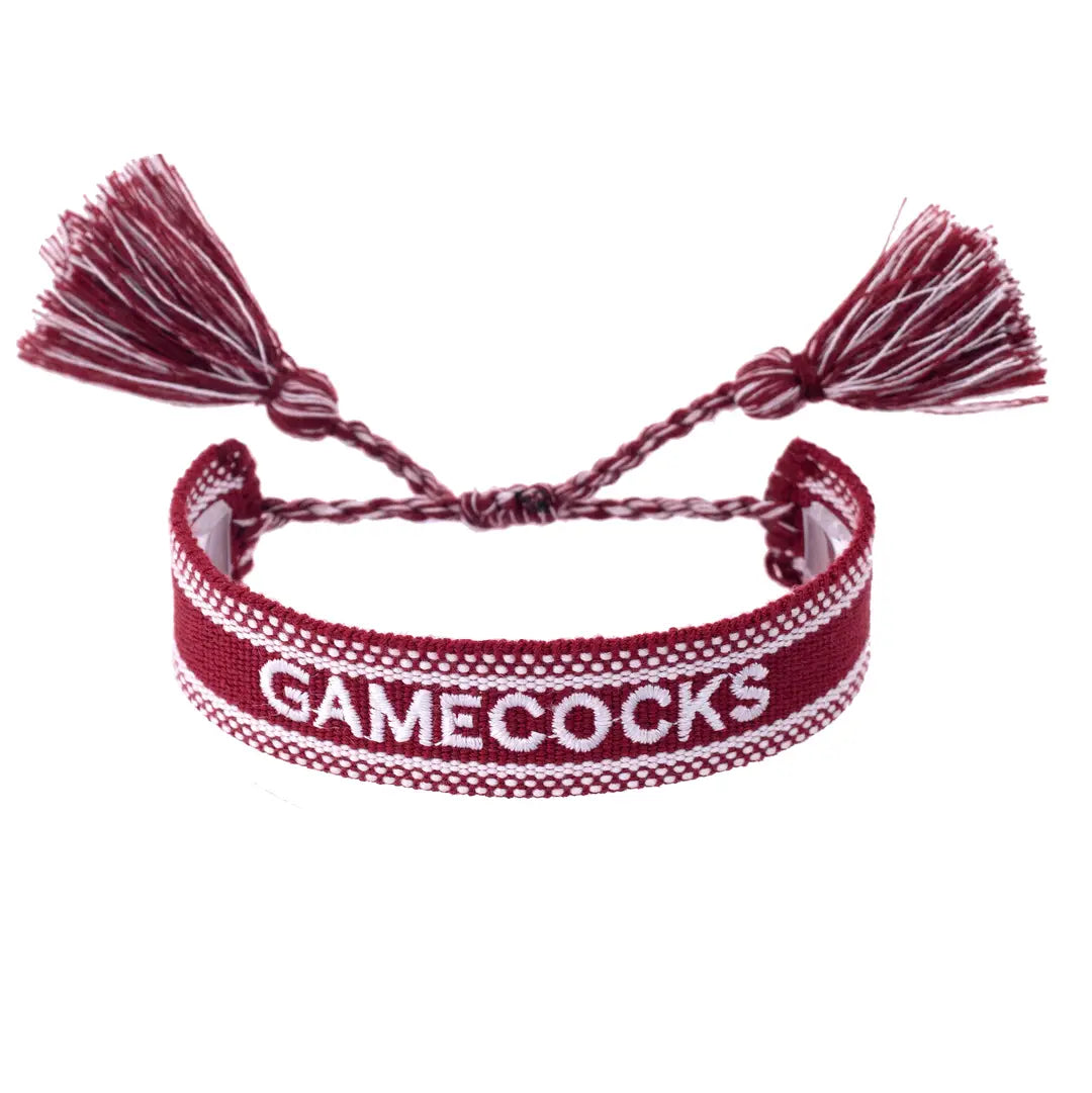 South Carolina Gamecocks Woven Tassel Bracelet