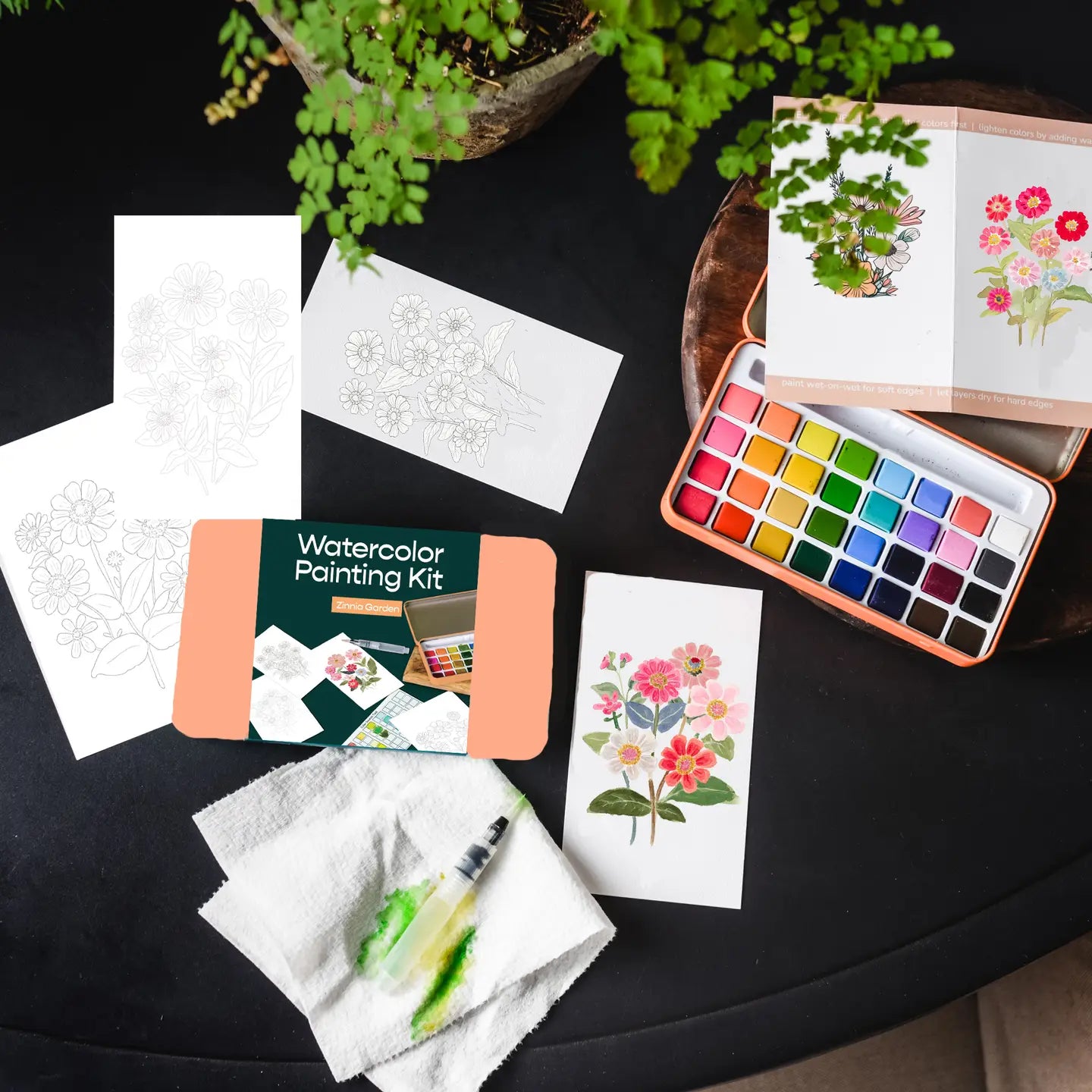 Zinnia Garden Watercolor Painting Kit