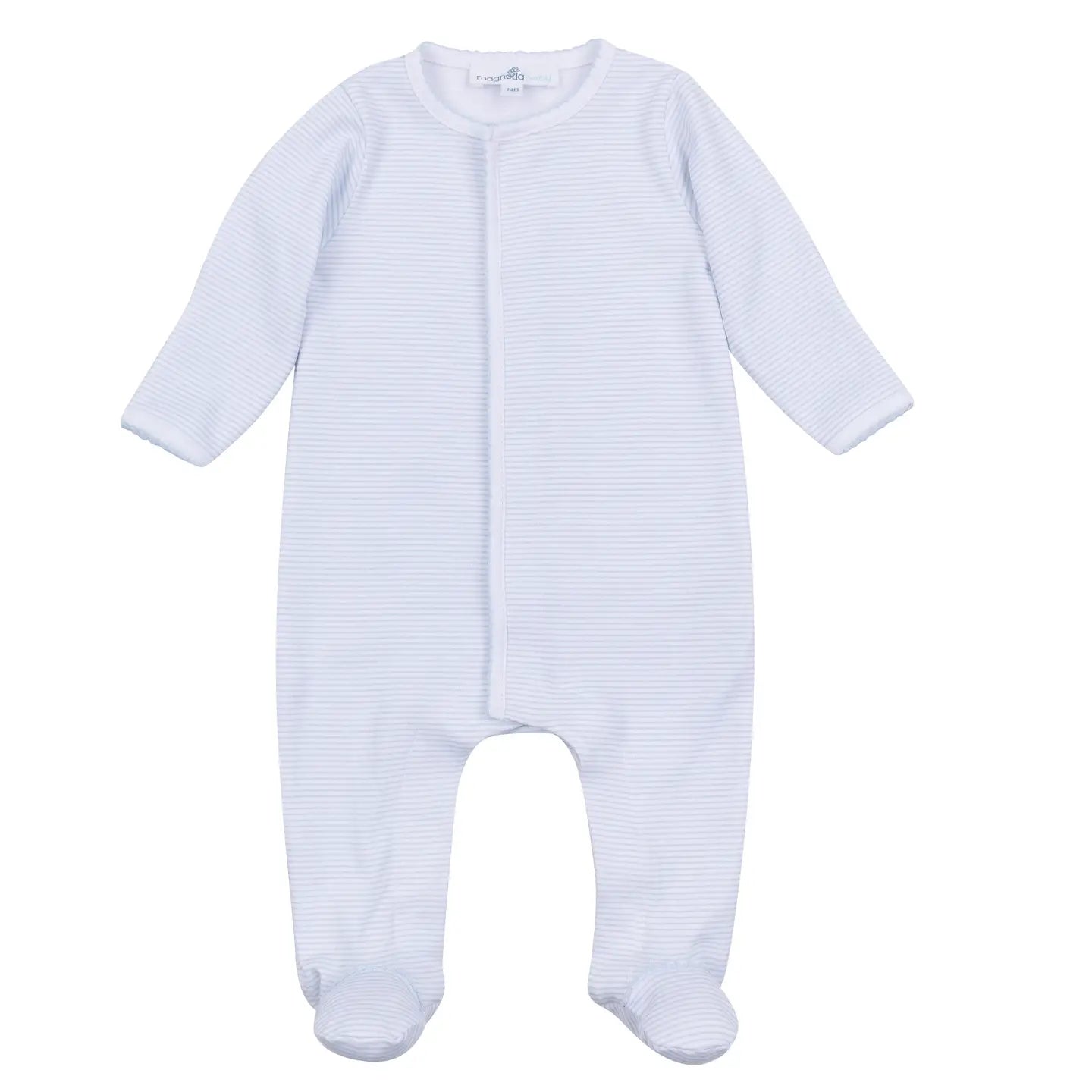 Mini Stripes Footie | Light Blue