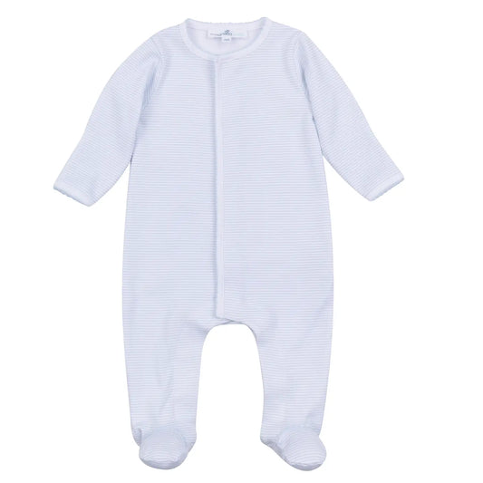 Mini Stripes Footie | Light Blue