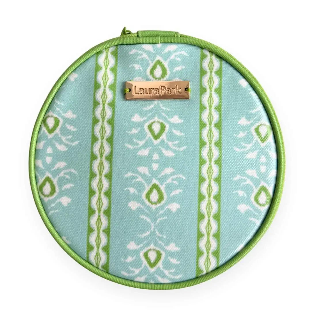 Round Jewelry Case | Rosemary Stripe Blue