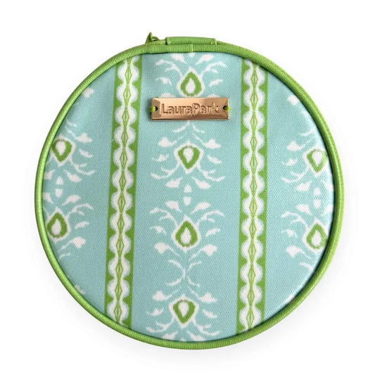 Round Jewelry Case | Rosemary Stripe Blue