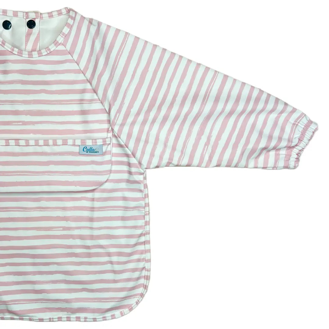 The Grayson Long Sleeve Bib | Brush Stripes Petal Pink