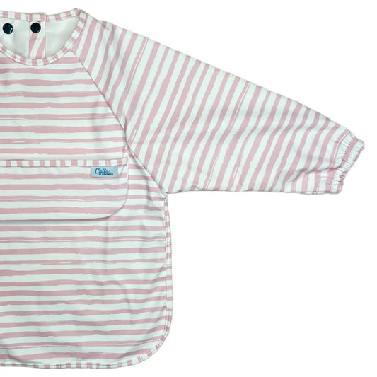 The Grayson Long Sleeve Bib | Brush Stripes Petal Pink