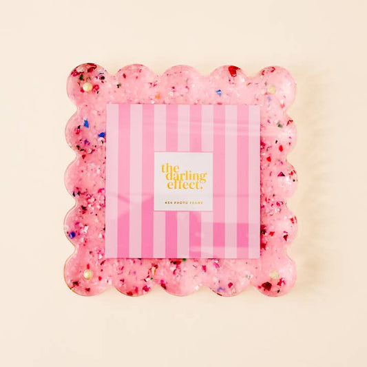 Square Scalloped Acrylic Frame | Confetti Pink