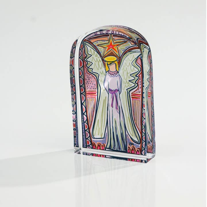 Pink Stained Glass Acrylic Angel