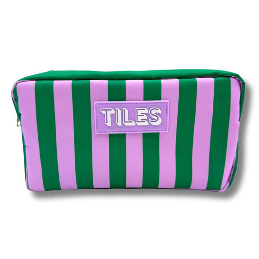 Premium Mahjong Tile Bag | Purple & Green Stripes