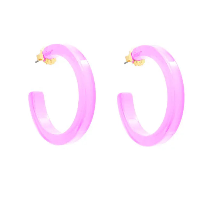 Medium Resin Hoop Earring | Lavender
