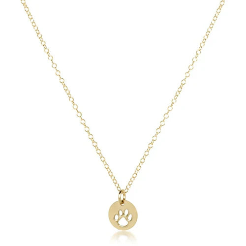 16" Necklace Gold | Paw Print Small Gold Disc