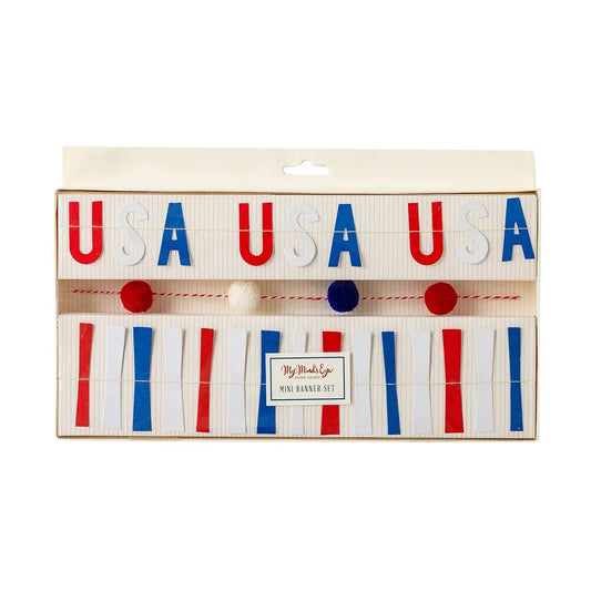 Stars and Stripes Ticker Tape Mini Banner Set