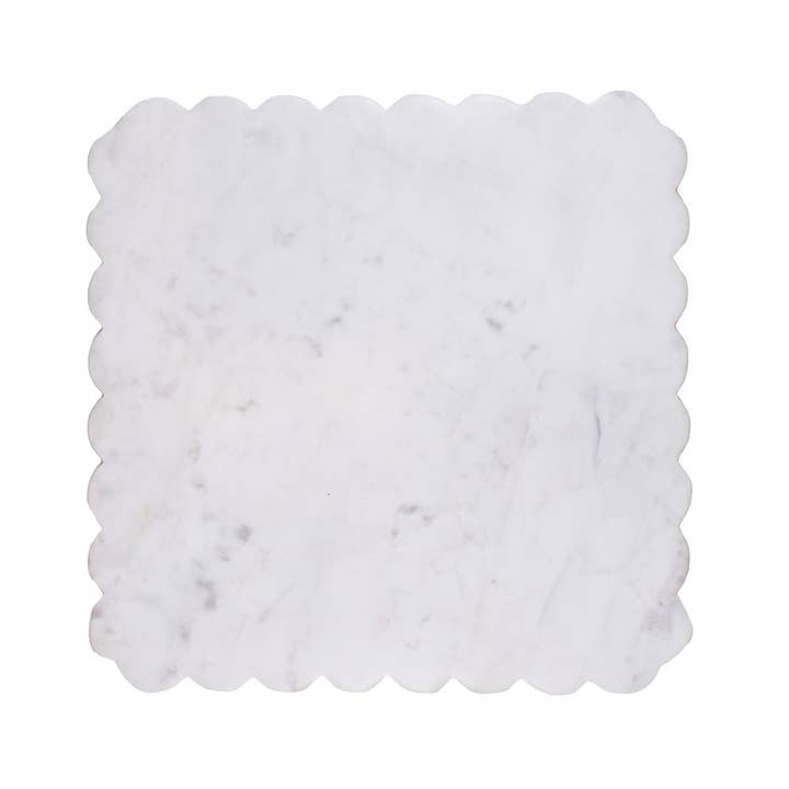 Scalloped Marble Serving Board | White