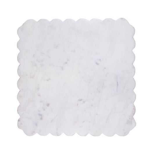Scalloped Marble Serving Board | White