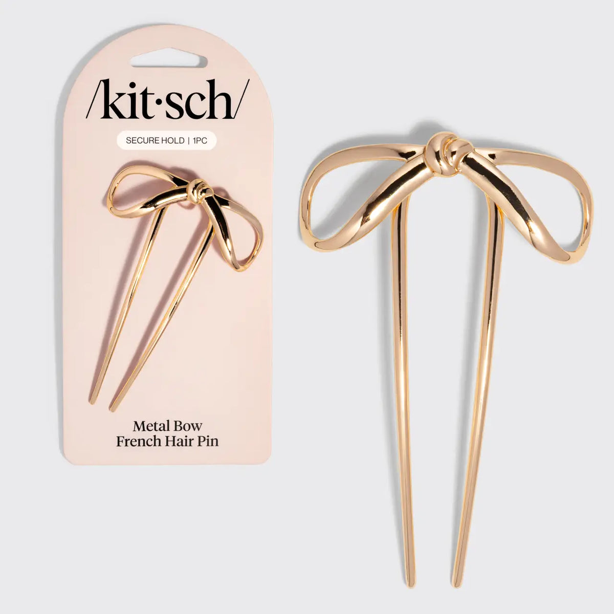 Mini Metal Bow French Hair Pin | Gold