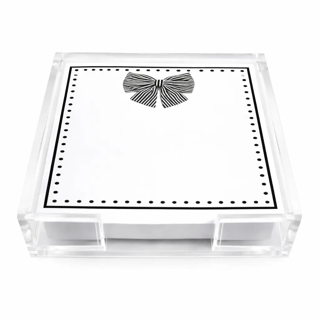 Acrylic Holder & Notepad | Black Bow