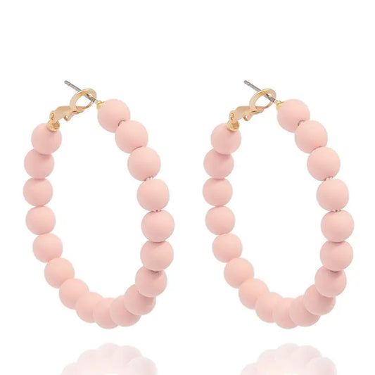 Matte Resin Bead Hoop Earring | Rose
