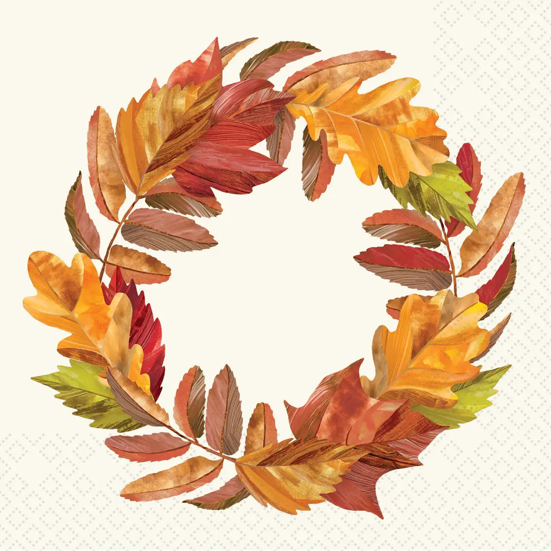Cocktail Napkins | Falling Leaves Wreath