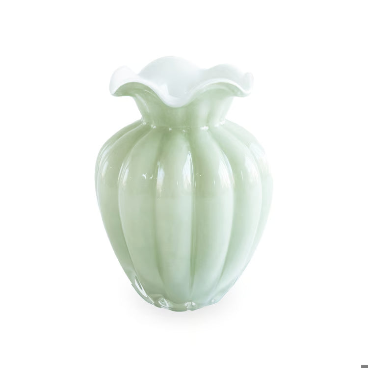 Glass Petal Medium Vase | Pistachio