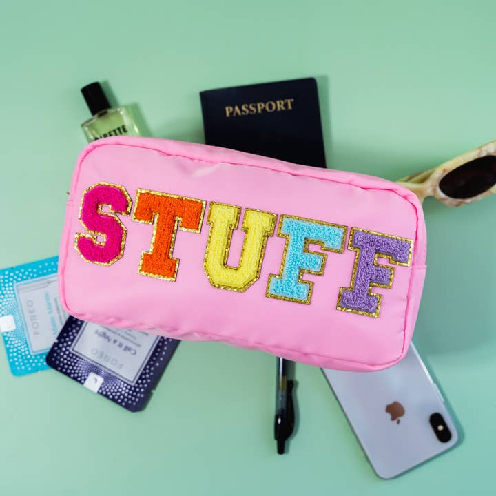 Nylon Chenille Travel Makeup Pouch | Stuff | Pink