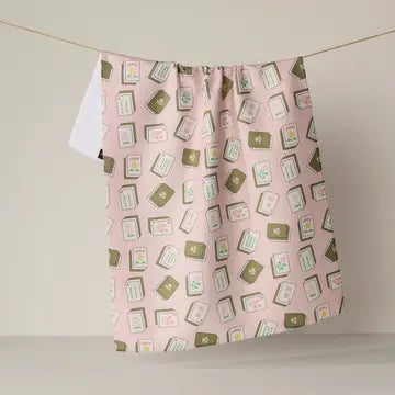 Tea Towel | Pink Flower Tiles Mahjong