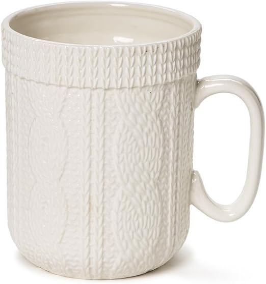 Cable Knit Pattern Mug with 6 Snowman Marshmallow Toppers