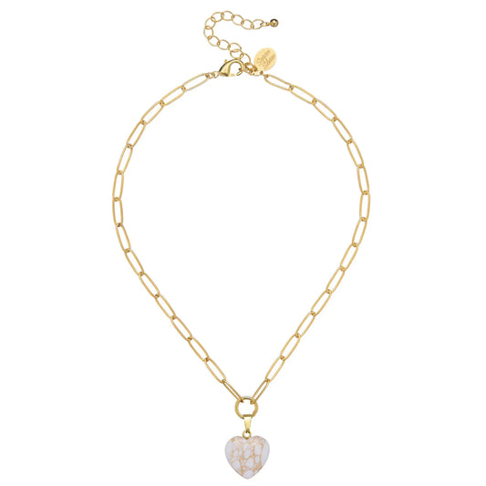Audrey Heart Necklace | White Turquoise