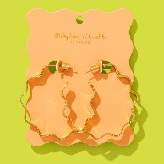 Large Hoop Earrings | Wavy Gold-Plated | Whitney