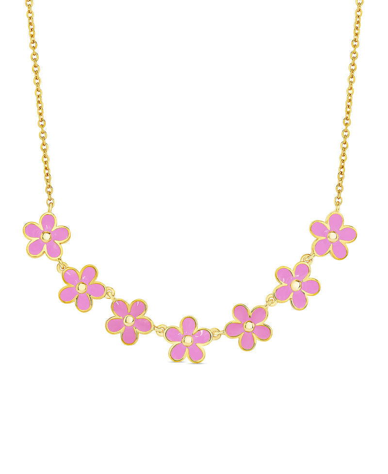 Frontal Necklace | Gold | Flower | Pink
