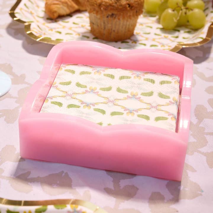 Acrylic Scalloped Cocktail Napkin Holder | Pink