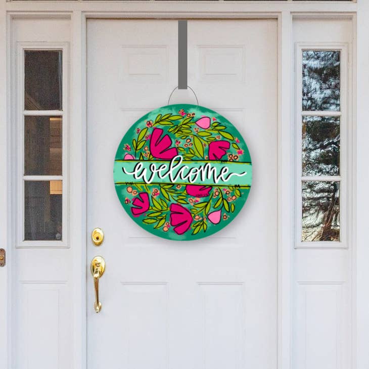 Door Hanger | Welcome Pink Floral