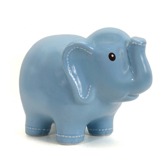 Blue Large Stitched Elephant Bank