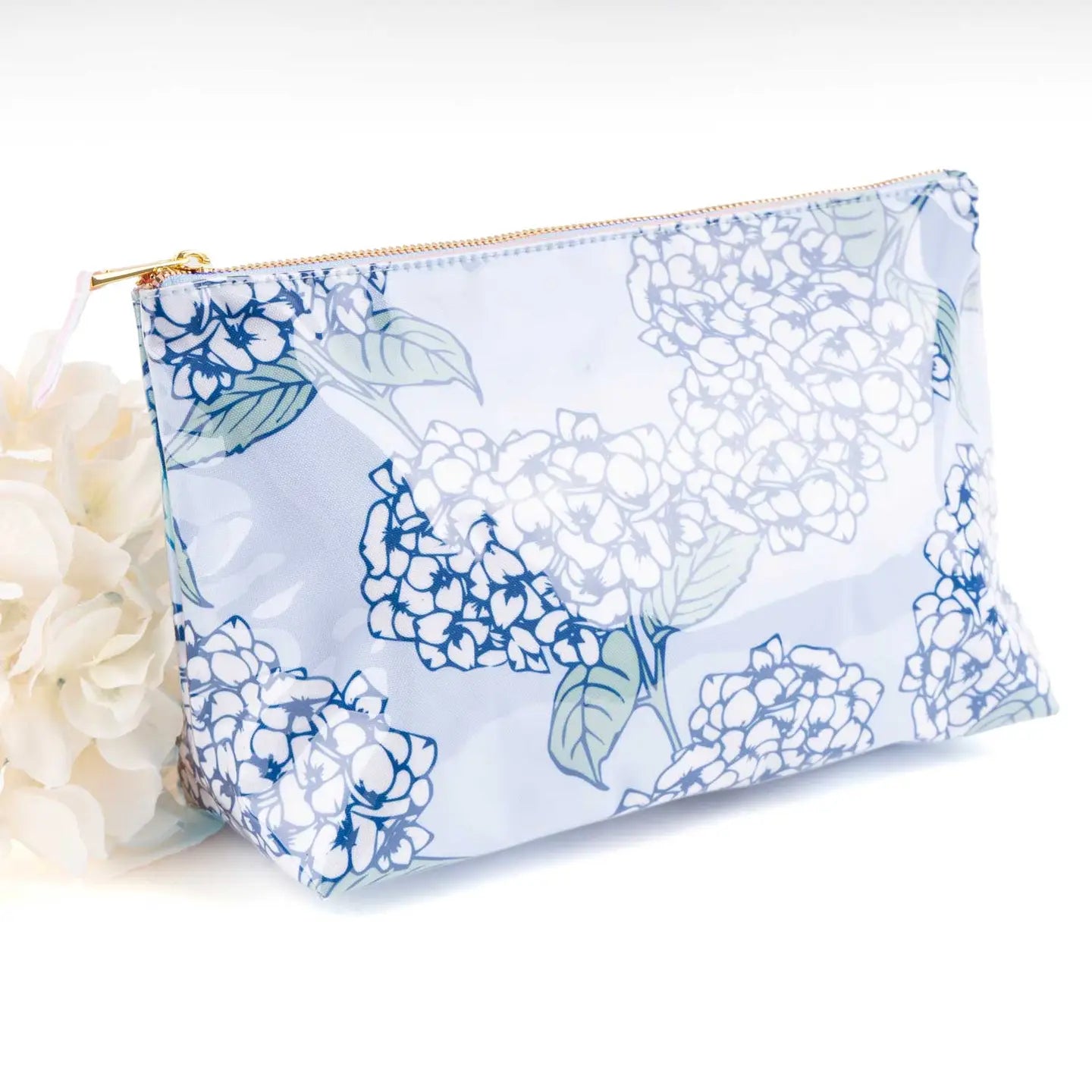 Clear Coated Travel Cosmetic | Hydrangea Stem