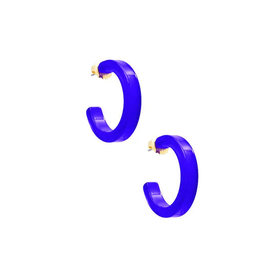 Small Resin Hoop Earring | Cobalt