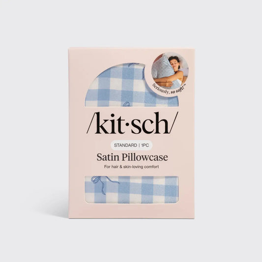 Satin Pillowcase | Gingham Blue