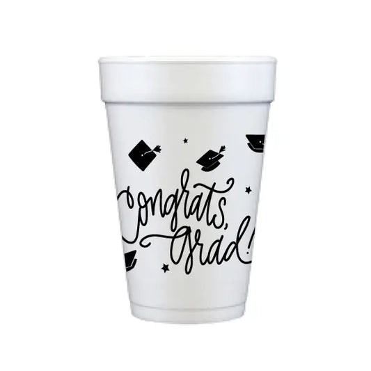 Congrats, Grad! Foam Cups | Black