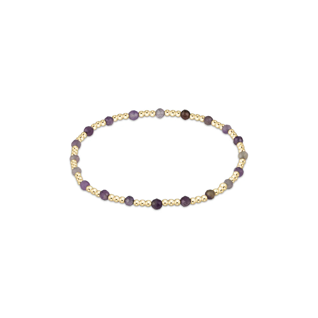 egirl | Gemstone Gold Sincerity Pattern 3mm Bead Bracelet | Amethyst